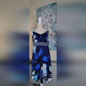 Blue, Black, and White Dress